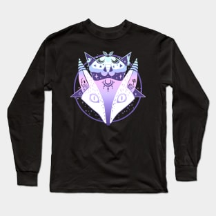 Fox Pentagram With Moth Witchy Pastel Goth Illustration Long Sleeve T-Shirt